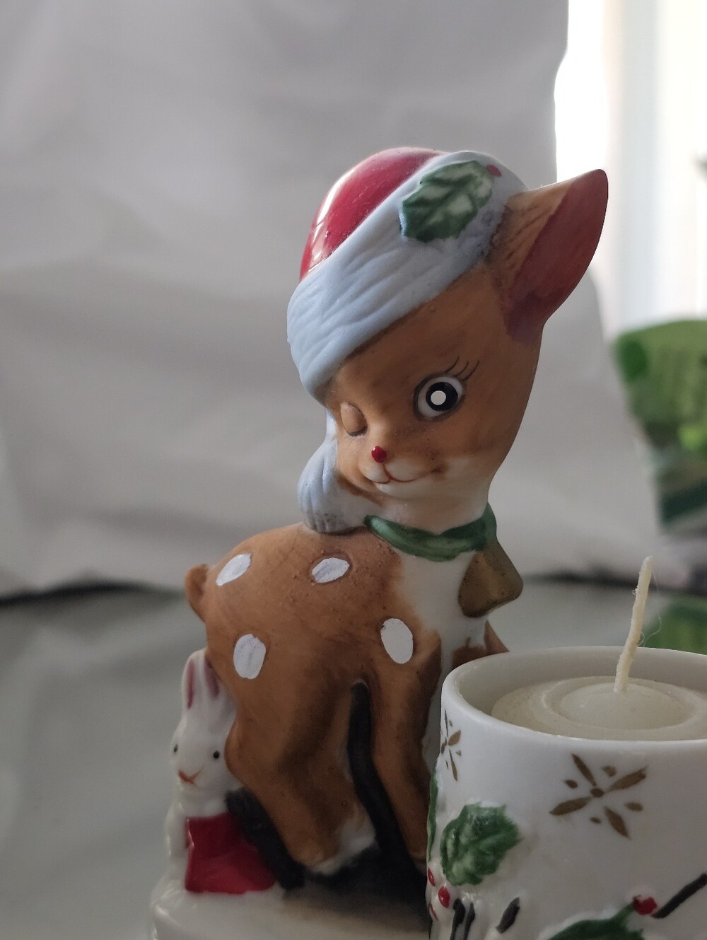 Vintage Kitsch Jasco Winky the Reindeer Votive Holder